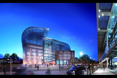 HOK and PLP's London super-lab designs: Entrance atrium